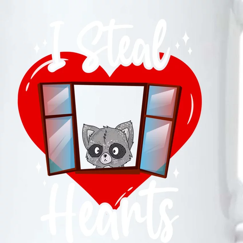 Valentines Cute Raccoon Lovers I Steal Hearts Valentines Day Gift Black Color Changing Mug