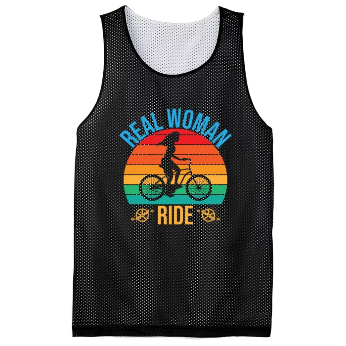 Vintage Cyling Real Woman Ride Working Out Gift Mesh Reversible Basketball Jersey Tank