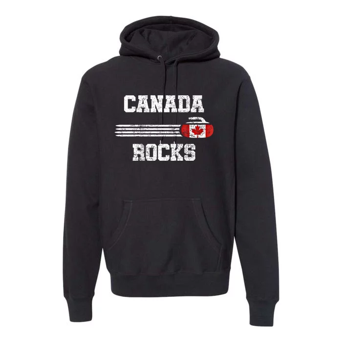 Vintage Canada Rocks Curling Gift Cool Gift Premium Hoodie