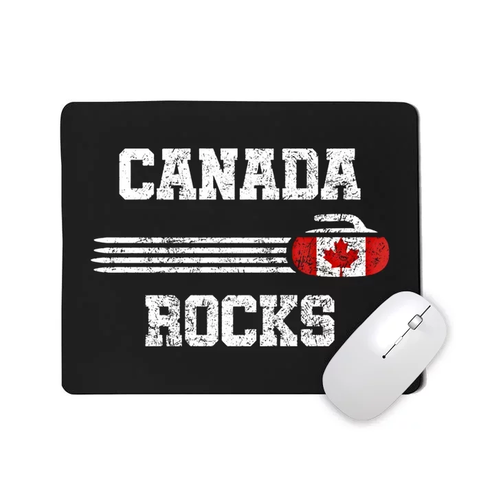 Vintage Canada Rocks Curling Gift Cool Gift Mousepad