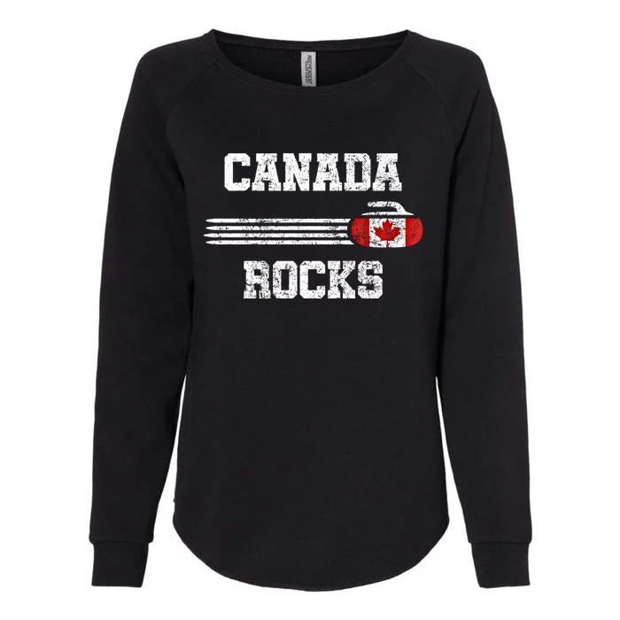 Vintage Canada Rocks Curling Gift Cool Gift Womens California Wash Sweatshirt