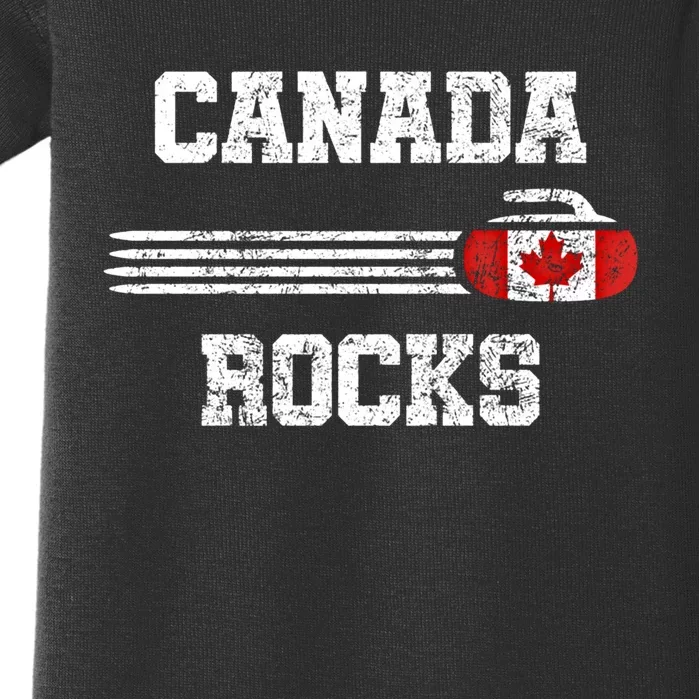 Vintage Canada Rocks Curling Gift Cool Gift Baby Bodysuit