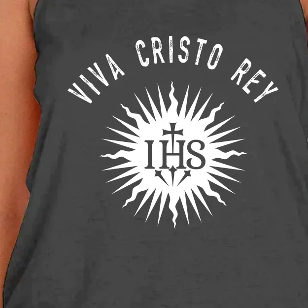 Viva Cristo Rey Catholic Cristeros Gift Women's Knotted Racerback Tank