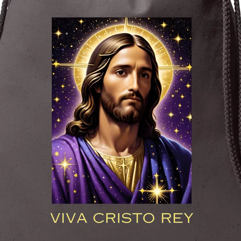 Viva Cristo Rey Catholic Jesus Christ The King Drawstring Bag