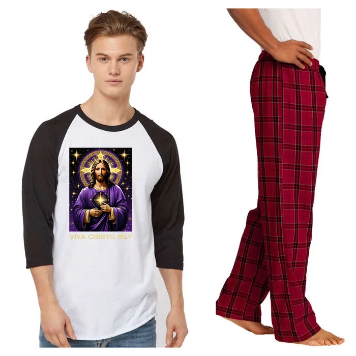 Viva Cristo Rey Catholic Jesus Christ The King Raglan Sleeve Pajama Set