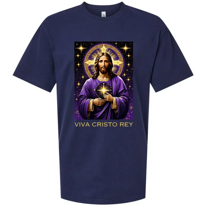 Viva Cristo Rey Catholic Jesus Christ The King Sueded Cloud Jersey T-Shirt