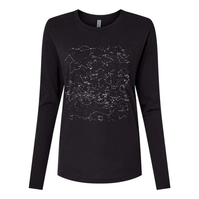 Vintage Constellation Sky Map Astronomy Cool Sky Map Womens Cotton Relaxed Long Sleeve T-Shirt