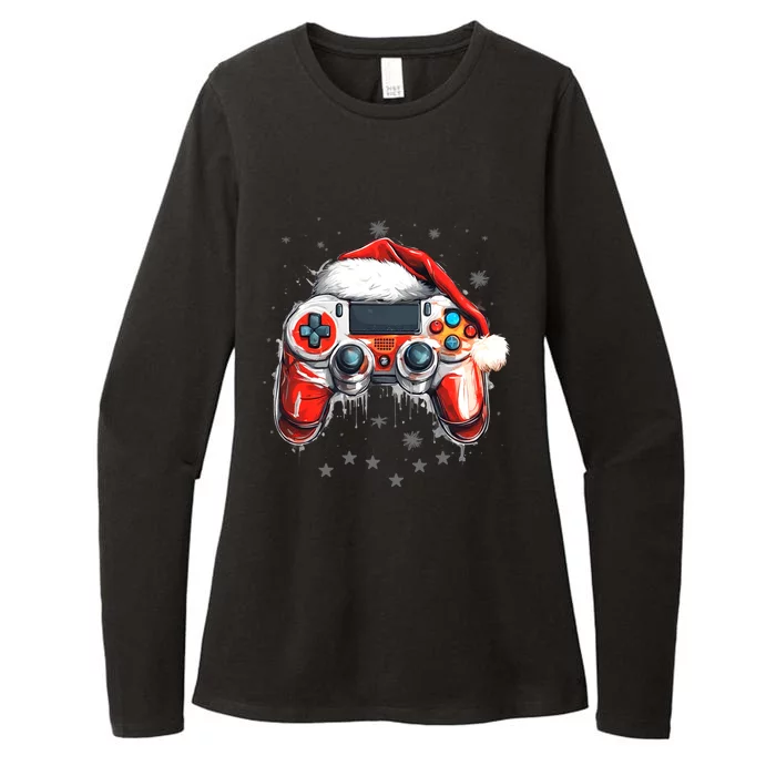 Videogame Controller Santa Hat Christmas Gaming Xmas Gamer Cute Gift Womens CVC Long Sleeve Shirt