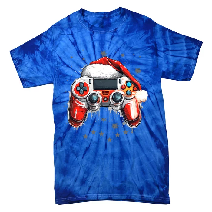 Videogame Controller Santa Hat Christmas Gaming Xmas Gamer Cute Gift Tie-Dye T-Shirt