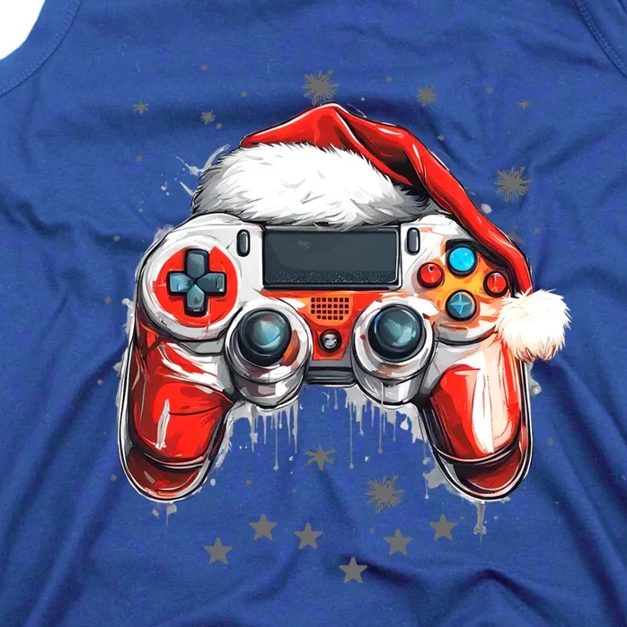 Videogame Controller Santa Hat Christmas Gaming Xmas Gamer Cute Gift Tank Top