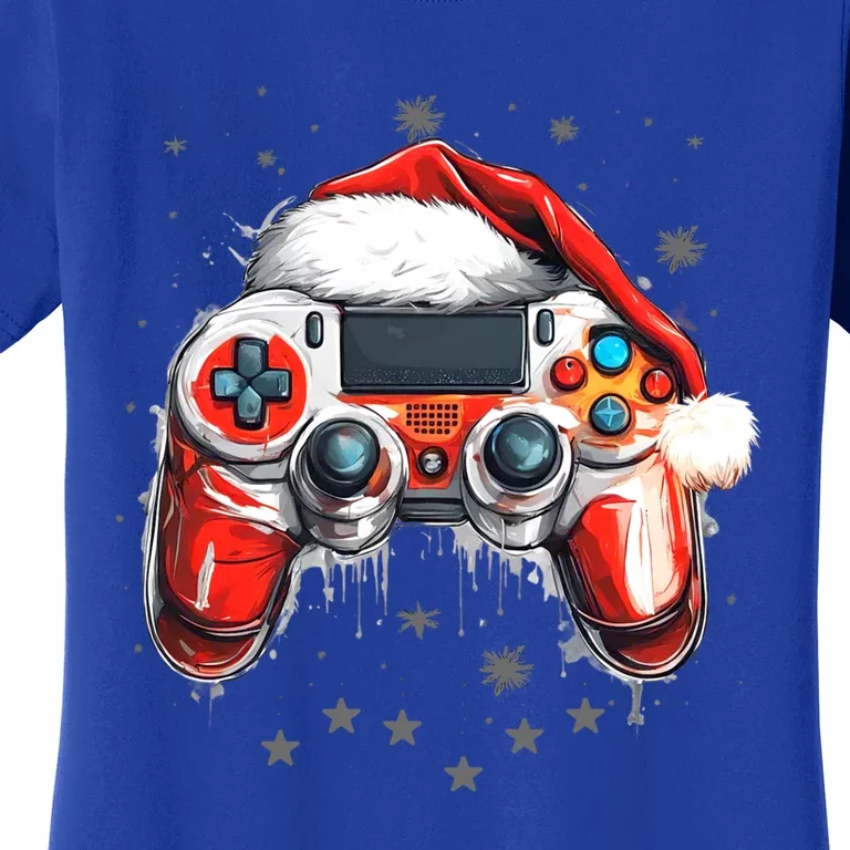 Videogame Controller Santa Hat Christmas Gaming Xmas Gamer Cute Gift Women's T-Shirt