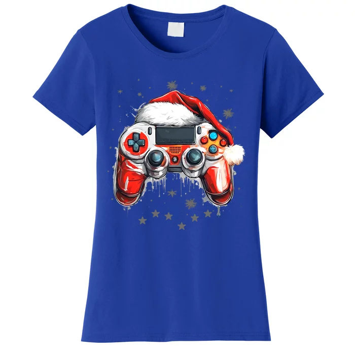 Videogame Controller Santa Hat Christmas Gaming Xmas Gamer Cute Gift Women's T-Shirt