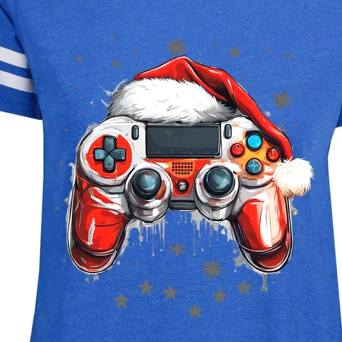 Videogame Controller Santa Hat Christmas Gaming Xmas Gamer Cute Gift Enza Ladies Jersey Football T-Shirt