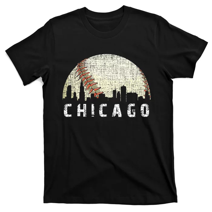 Vintage Chicago Skyline City Baseball Met At Gameday T-Shirt