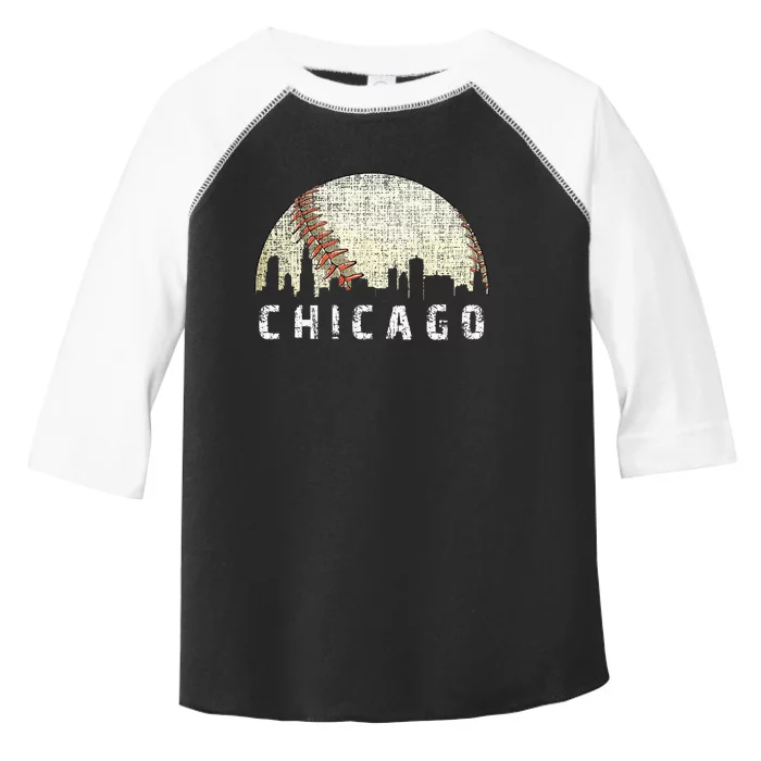 Vintage Chicago Skyline City Baseball Met At Gameday Toddler Fine Jersey T-Shirt