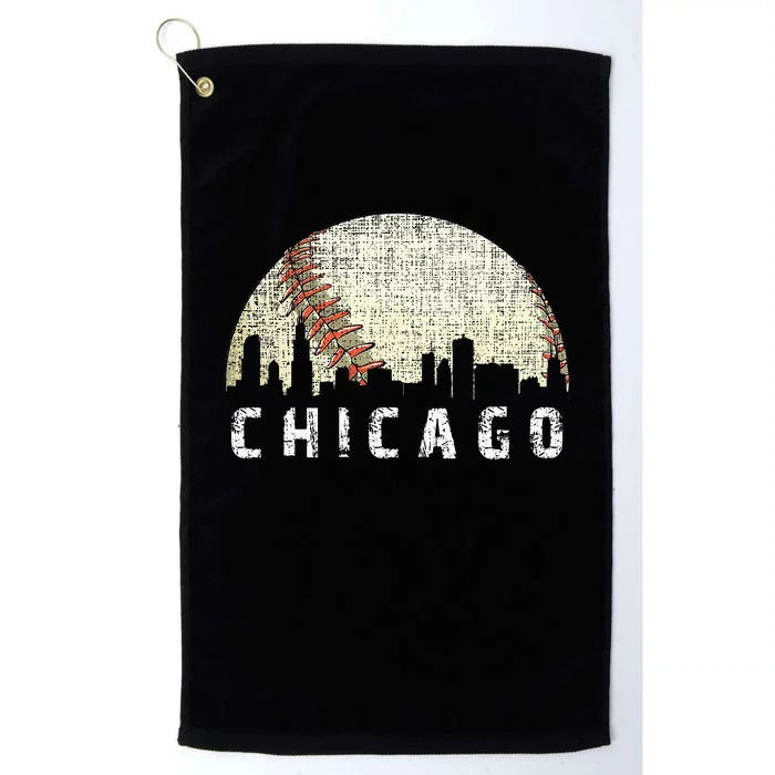 Vintage Chicago Skyline City Baseball Met At Gameday Platinum Collection Golf Towel