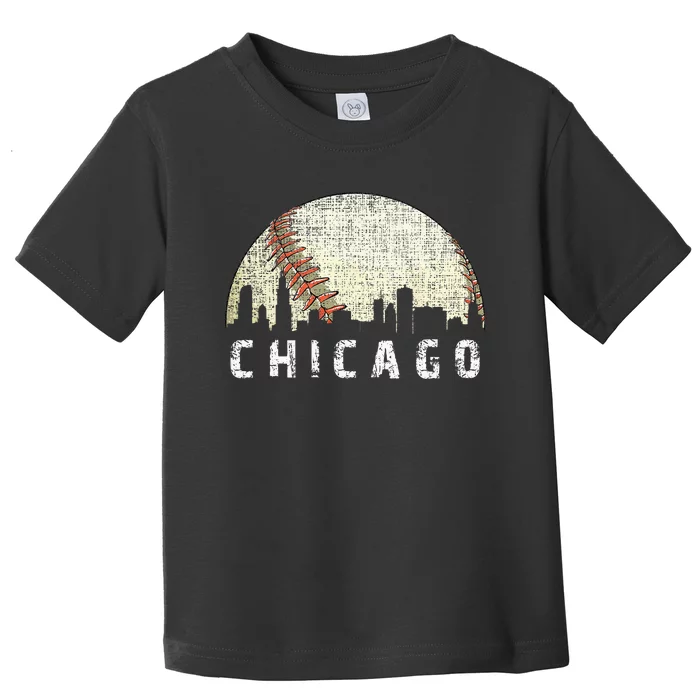 Vintage Chicago Skyline City Baseball Met At Gameday Toddler T-Shirt