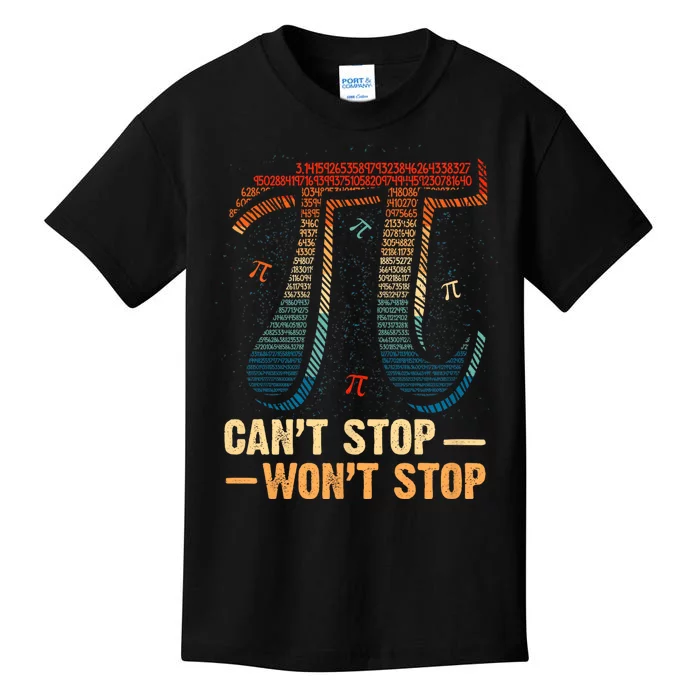 Vintage CanT Stop Pi WonT Stop Math Pi Day Funny Maths Kids T-Shirt