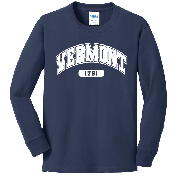 Vermont Collegiate Style 1791 Kids Long Sleeve Shirt