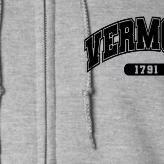 Vermont Collegiate Style 1791 Full Zip Hoodie