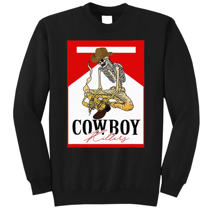 Vintage Cowboy Skull Smoking Cigarette Rodeo Tall Sweatshirt