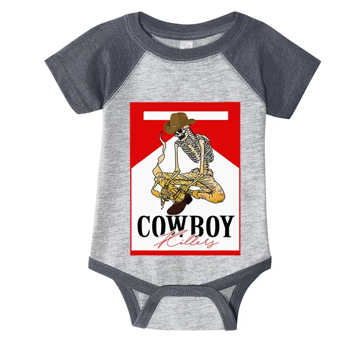 Vintage Cowboy Skull Smoking Cigarette Rodeo Infant Baby Jersey Bodysuit