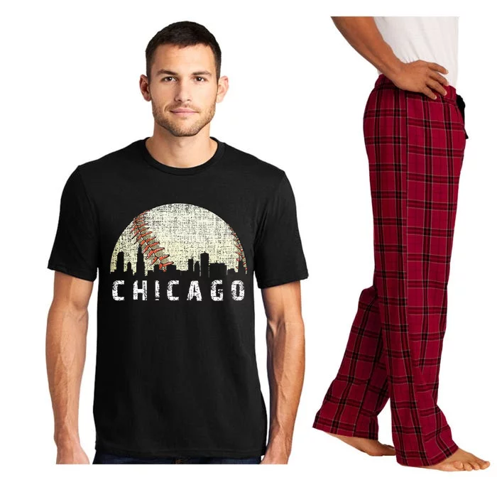 Vintage Chicago Skyline City Baseball Met At Gameday Pajama Set