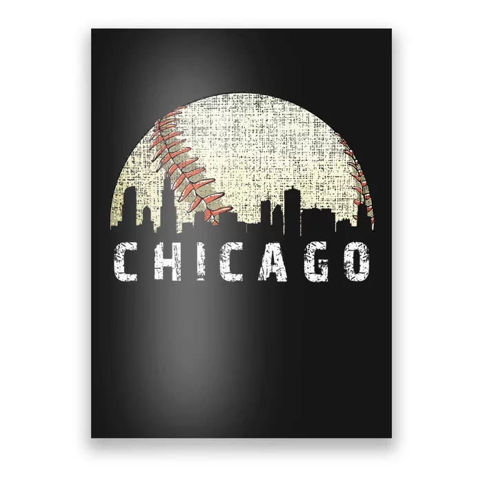 Vintage Chicago Skyline City Baseball Met At Gameday Poster