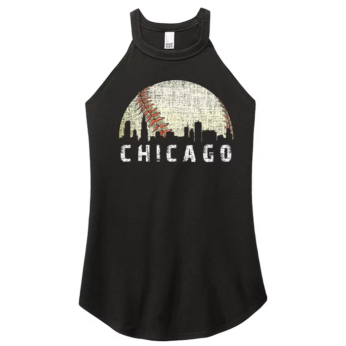 Vintage Chicago Skyline City Baseball Met At Gameday Women’s Perfect Tri Rocker Tank