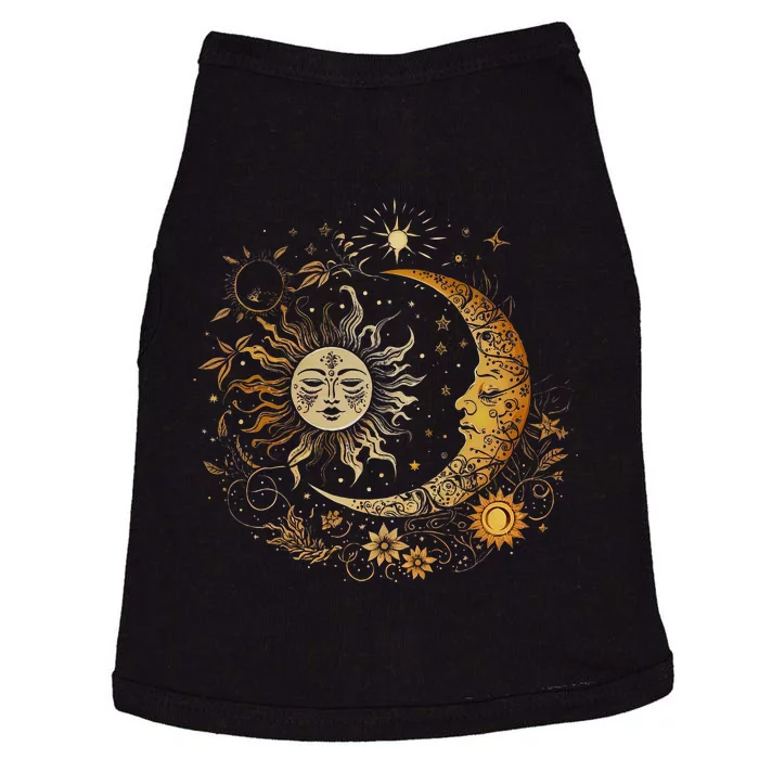 Vintage Celestial Sun Moon Flower Astrology Moon Phases Doggie Tank