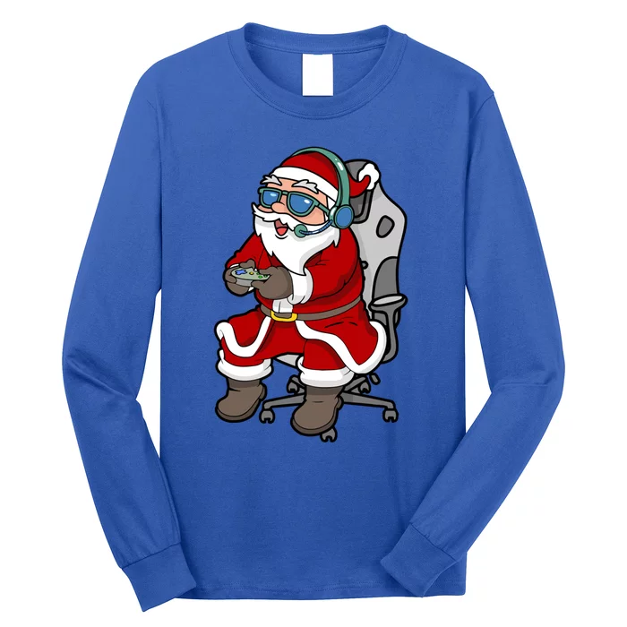 Videogame Controller Santa Hat Christmas Gaming Xmas Gamer Gift Long Sleeve Shirt