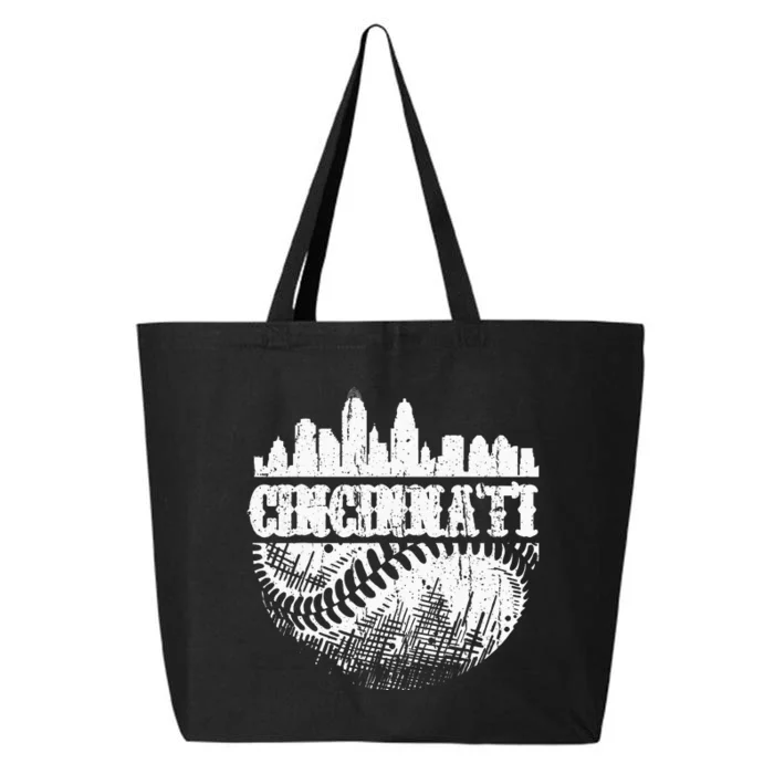 Vintage Cincinnati Skyline City Baseball Met At Gameday 25L Jumbo Tote