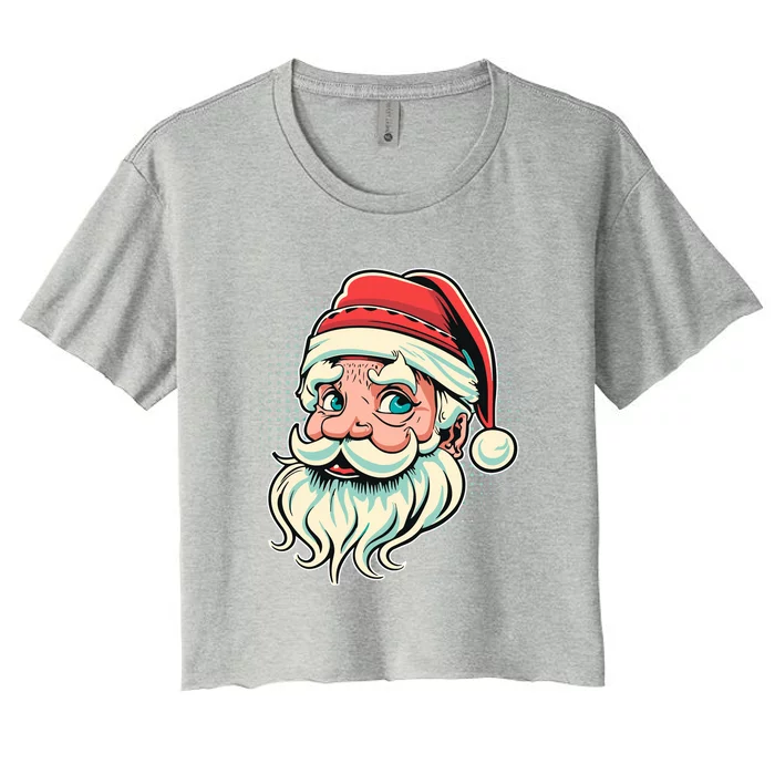 Vintage Christmas Santa Family Boy Women's Crop Top Tee