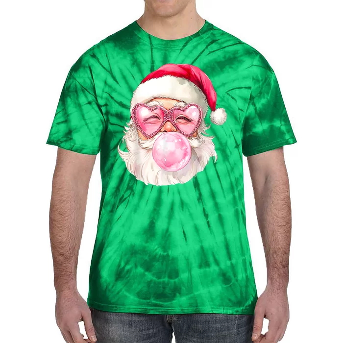 Vintage Cute Santa Christmas Blowing Gum Girly Retro Xmas Gift Tie-Dye T-Shirt