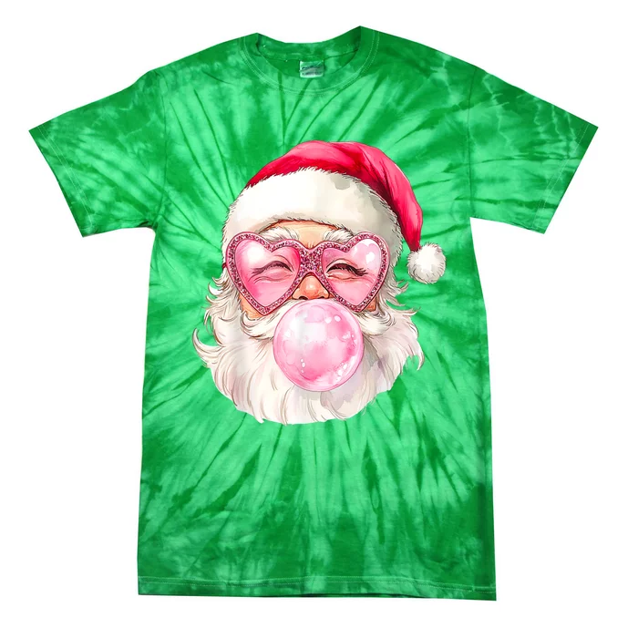 Vintage Cute Santa Christmas Blowing Gum Girly Retro Xmas Gift Tie-Dye T-Shirt