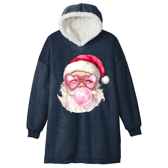 Vintage Cute Santa Christmas Blowing Gum Girly Retro Xmas Gift Hooded Wearable Blanket