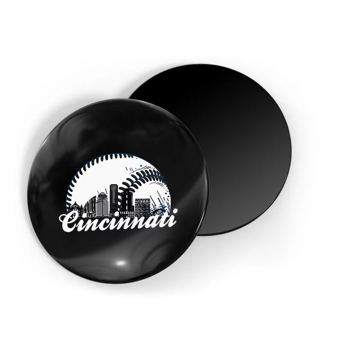 Vintage Cincinnati Skyline City Baseball Met At Gameday Magnet