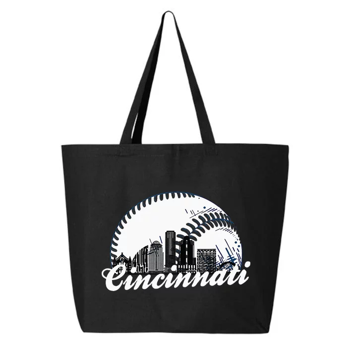 Vintage Cincinnati Skyline City Baseball Met At Gameday 25L Jumbo Tote