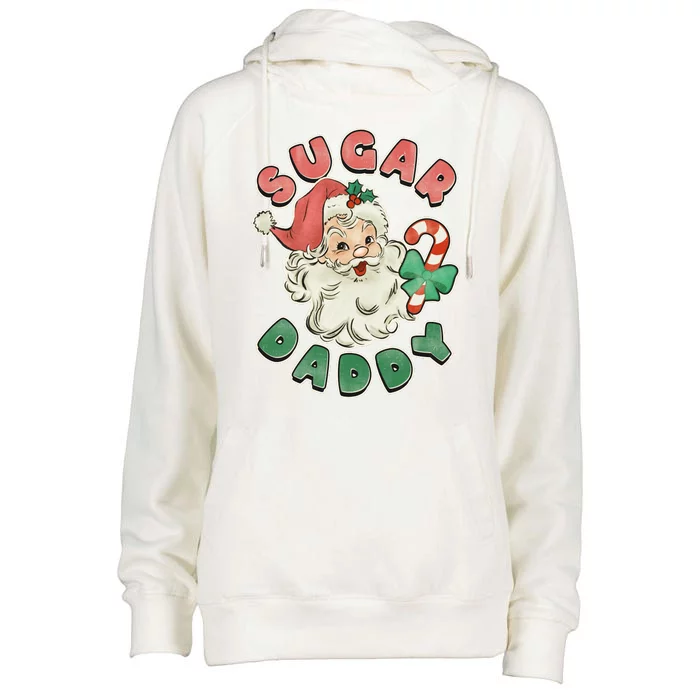 Vintage Christmas Sugar Daddy Santa Claus Womens Funnel Neck Pullover Hood