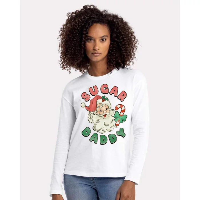 Vintage Christmas Sugar Daddy Santa Claus Womens Cotton Relaxed Long Sleeve T-Shirt