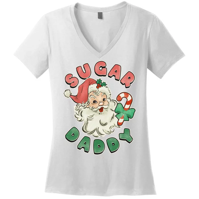 Vintage Christmas Sugar Daddy Santa Claus Women's V-Neck T-Shirt