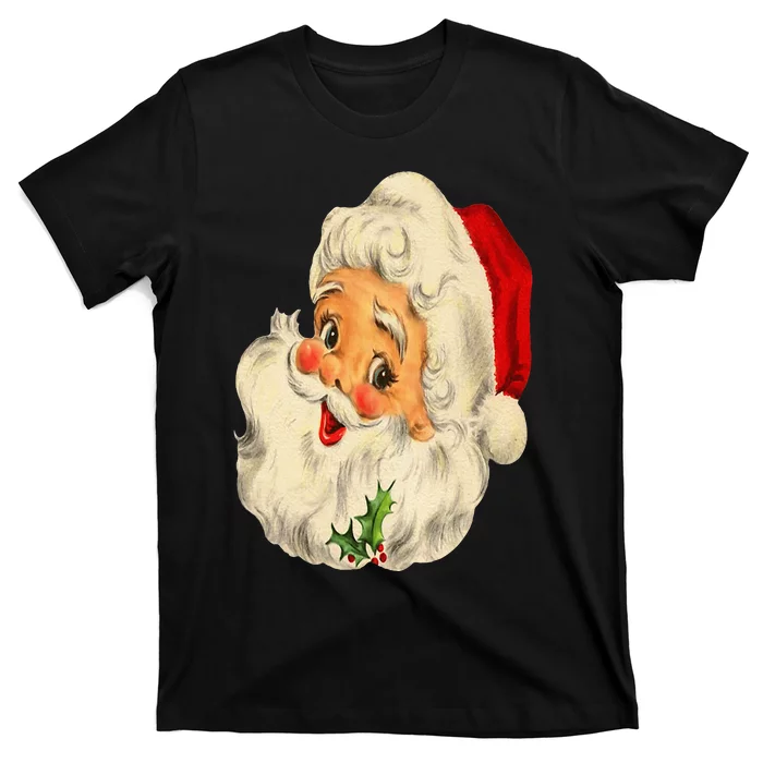 Vintage Christmas Santa Claus Face Funny Old Fashioned T-Shirt