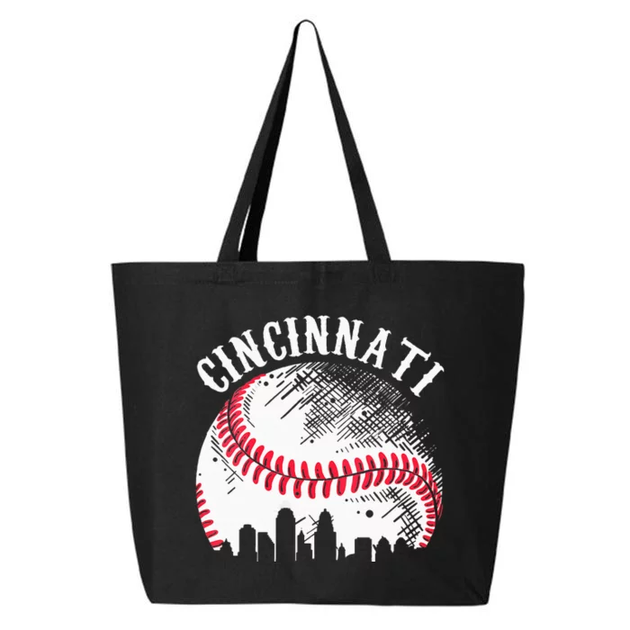 Vintage Cincinnati Skyline City Baseball Tee Met At Gameday 25L Jumbo Tote