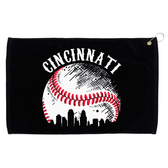 Vintage Cincinnati Skyline City Baseball Tee Met At Gameday Grommeted Golf Towel