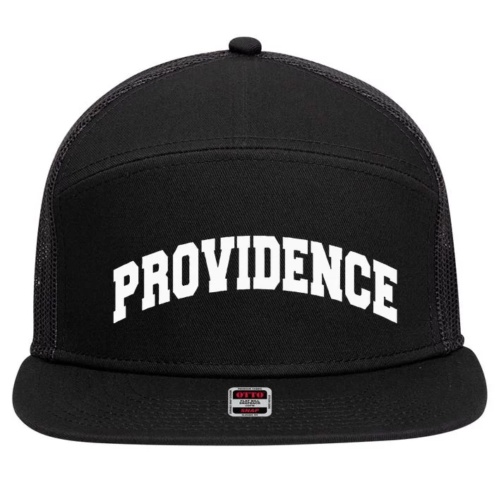 Varsity College Style Providence Rhode Island 7 Panel Mesh Trucker Snapback Hat