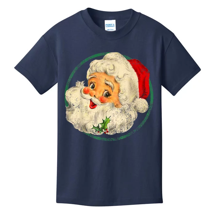 Vintage Christmas Santa Claus Face Old Fashioned Kids T-Shirt