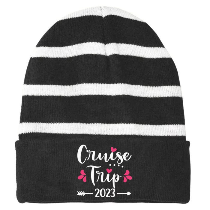 Vacation Cruise Squad Family Matching Cruise Trip Striped Beanie with Solid Band