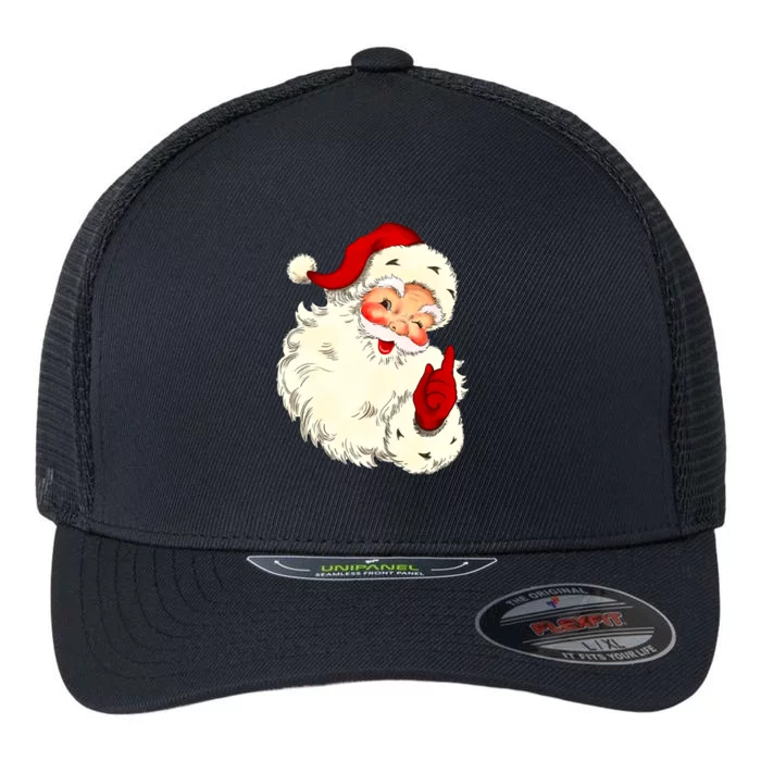 Vintage Christmas Santa Claus Face Cute Funny Old Fashioned Gift Flexfit Unipanel Trucker Cap