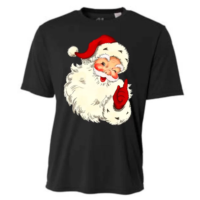 Vintage Christmas Santa Claus Face Cute Funny Old Fashioned Gift Cooling Performance Crew T-Shirt