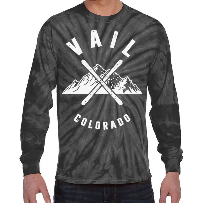 Vail Colorado Skiing Snowboarding Winter Ski Park Mountain Tie-Dye Long Sleeve Shirt